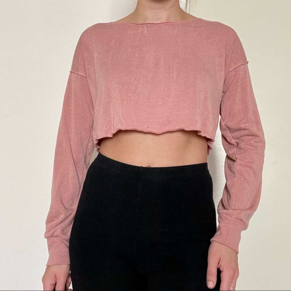 Forever 21 soft pink long sleeve crop top size s